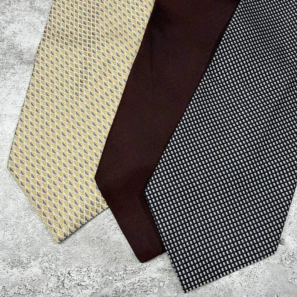 Geoffrey Beene Silk Tie Mens One Size Multicolor Geometric Necktie Set Of‎ 3